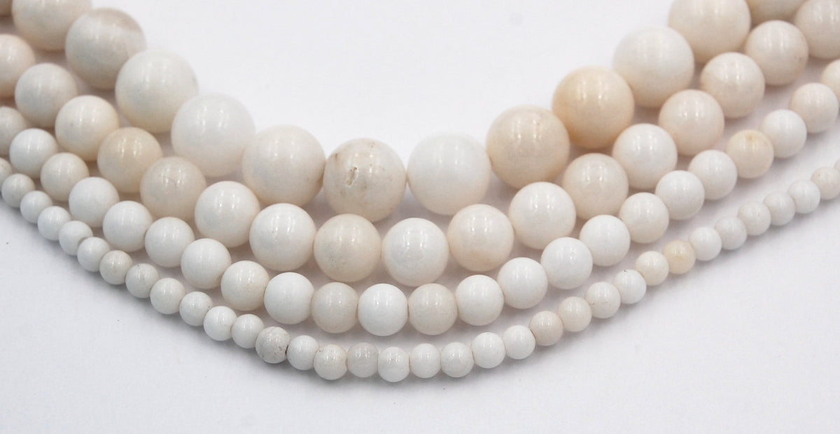 White Vanilla Jade, 4mm, 6mm, 8mm, 10mm, 12mm Jade Round Beads in Opaque Finish -15 inch strand