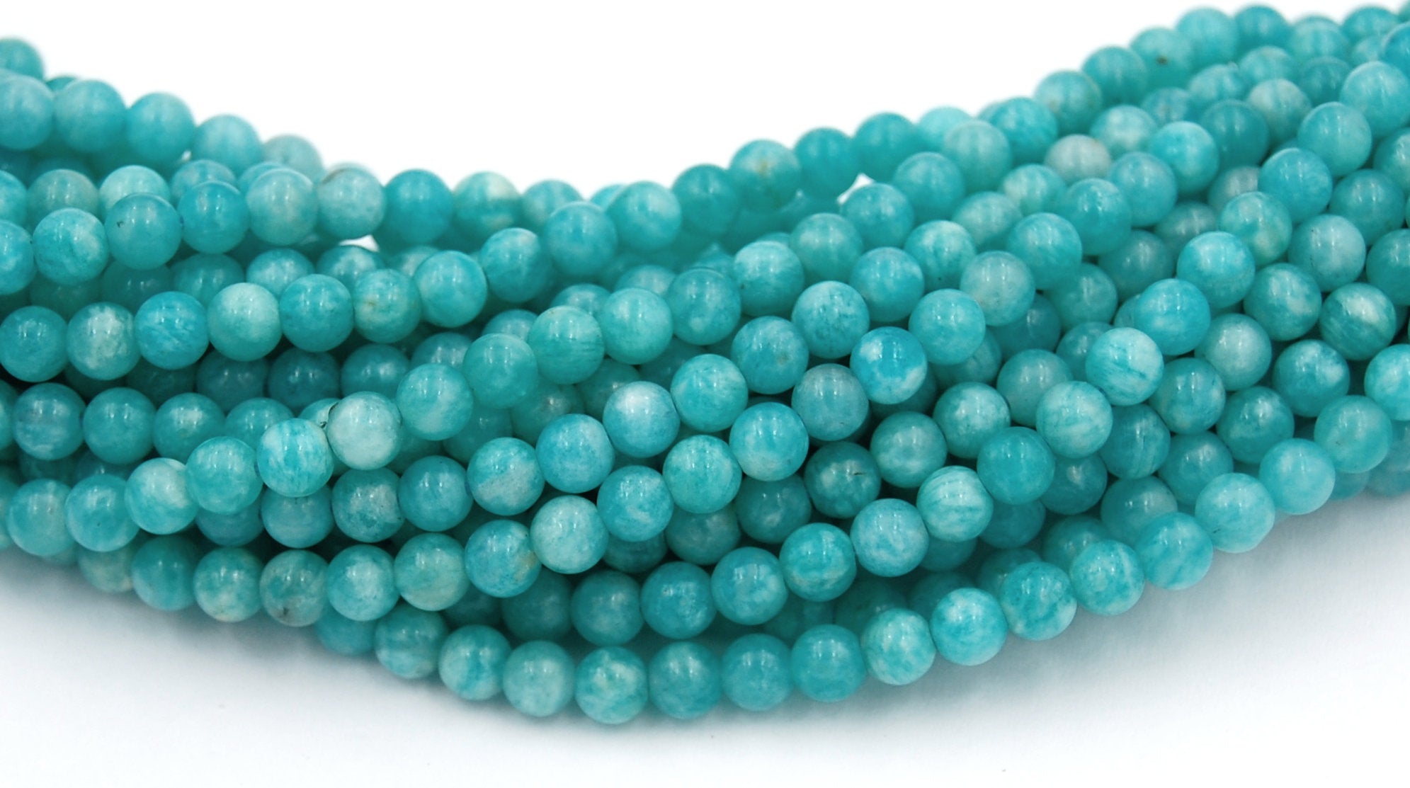 4mm Brazil Amazonite Round Beads in Ocean Blue-Green -15 inch strand