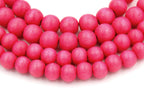 Fiery Rose Pink Beads 6mm 8mm 10mm Boho Bright Pink Wood beads -16 inch strand