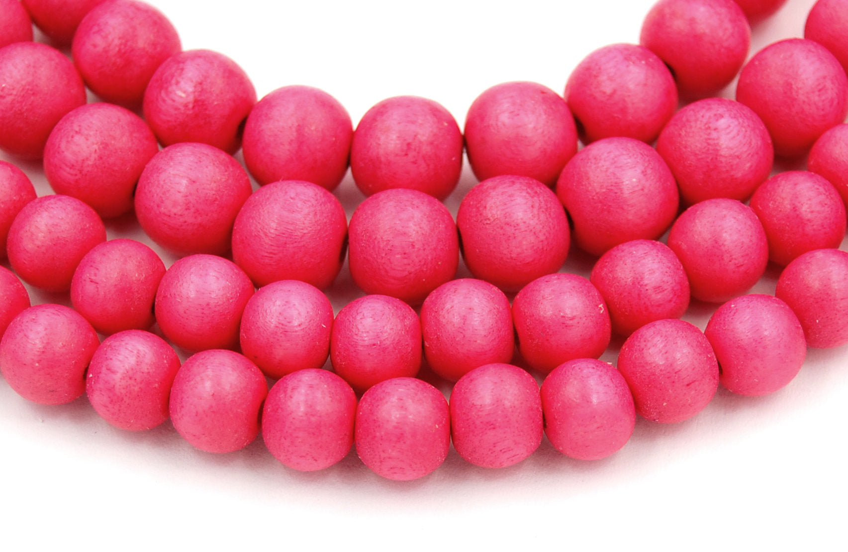 Fiery Rose Pink Beads 6mm 8mm 10mm Boho Bright Pink Wood beads -16 inch strand