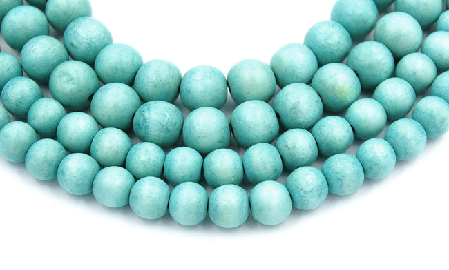 Light Caribbean Green Beads 6mm 8mm 10mm Boho Green Wood beads -16 inch strand Hover Image