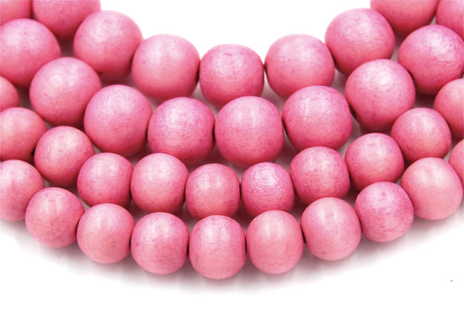 Pink Wood Beads 6mm 8mm 10mm Springtime Pink Wood beads -16 inch strand Hover Image
