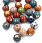 Antique Glazed Porcelain, Bohemian look 10mm round bead -25