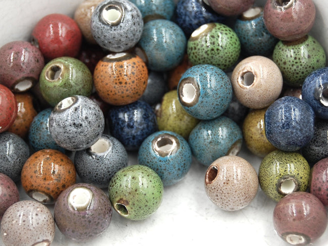 Antique Glazed Porcelain, Bohemian look 10mm round bead -25 Main Image