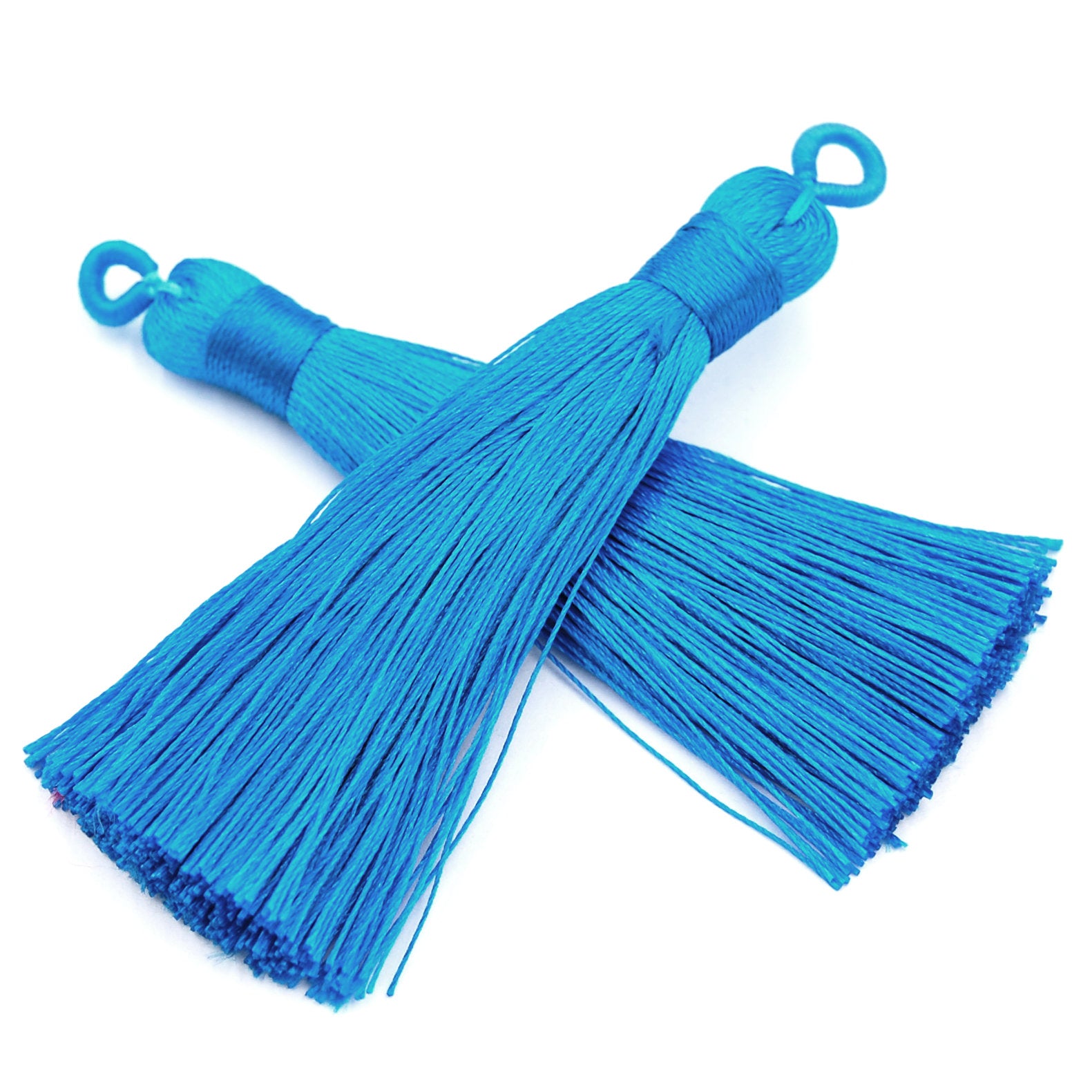 Sky Blue Tassel - 3&quot; Long Nylon Jewelry Loop Tassel - 2pc