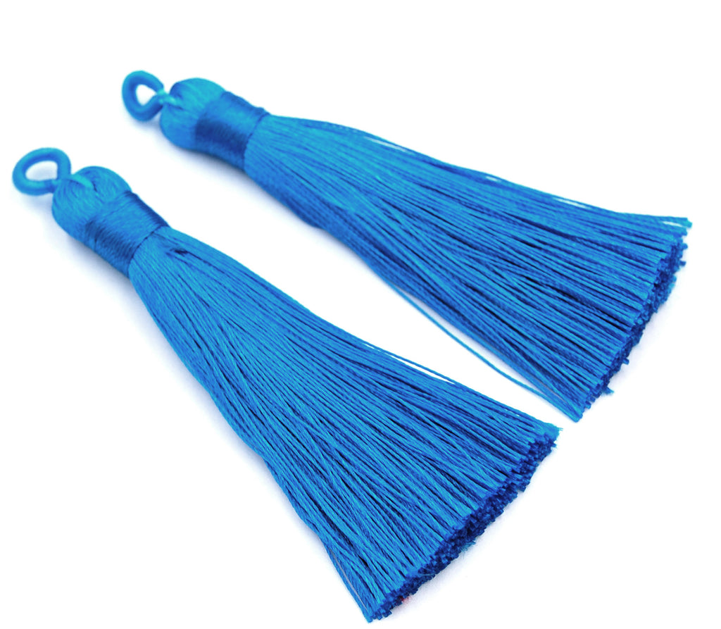 Sky Blue Tassel - 3&quot; Long Nylon Jewelry Loop Tassel - 2pc