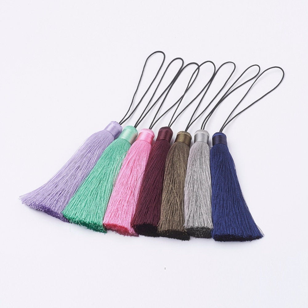 Assorted Purple Tassel Pendant - 4&quot; Long Nylon Jewelry Tassel - 1pc