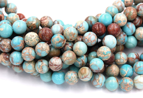 Pale Turquoise Impression Jasper Beads 10mm round -15.5 beads