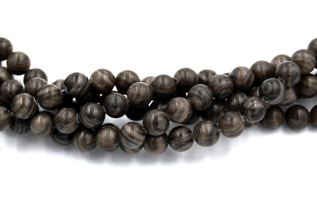 TWO STRANDS Black Wood Lace Jasper 6mm 8mm Round Beads -15 inch strand Main Image