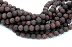 8mm Dark Brown Lava Rock Round Stone Beads -15 inch strand