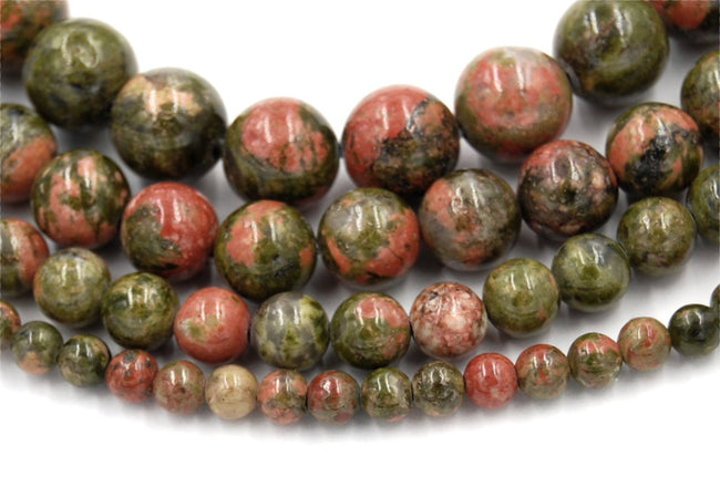 Unakite Jasper 4mm, 6mm, 8mm, 10mm, 12mm -15.5 inch strand Hover Image