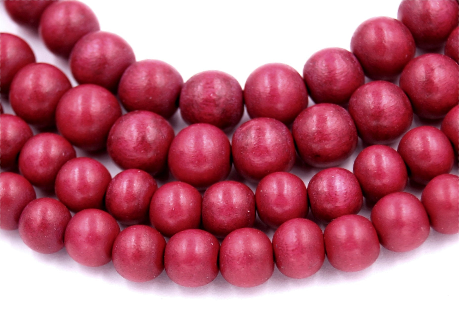 Raspberry Red Beads 6mm 8mm 10mm Wood beads -16 inch strand