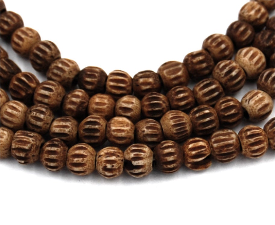 Bone Fluted Barrel beads 4x5mm -16 inch strand