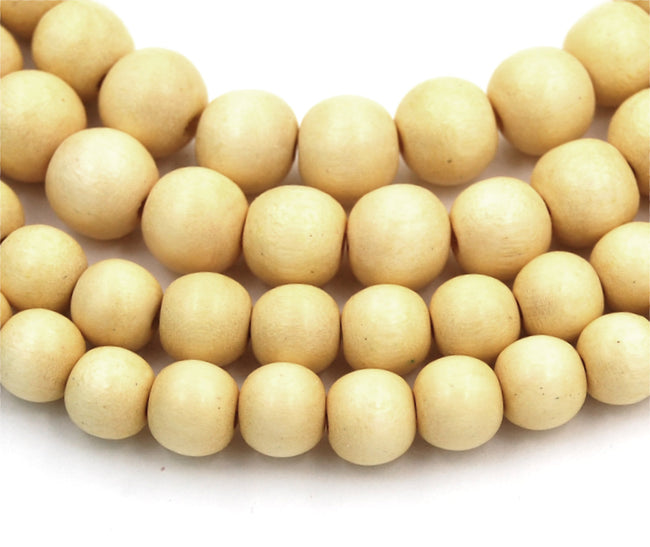 Yellow Beads 6mm 8mm 10mm Lemon Grass Yellow Wood beads -16 inch strand Hover Image