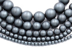 Frosted Hematite 3mm, 4mm, 6mm, 8mm, 10mm, 12mm Round Beads -15 inch strand
