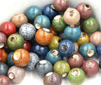 Antique Glazed Porcelain, Bohemian look 10mm round bead -25
