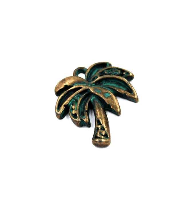 Bronze Palm Tree charm, Zinc Alloy Antique Bronze Turquoise Pendants -2pc Hover Image