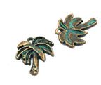 Bronze Palm Tree charm, Zinc Alloy Antique Bronze Turquoise Pendants -2pc