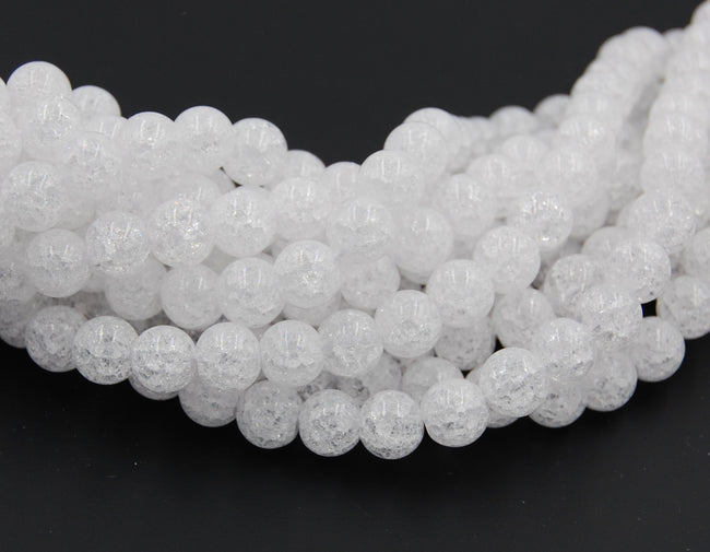 8mm White Ice Crystal Quartz Synthetic Round Beads -15.5 inch strand Hover Image
