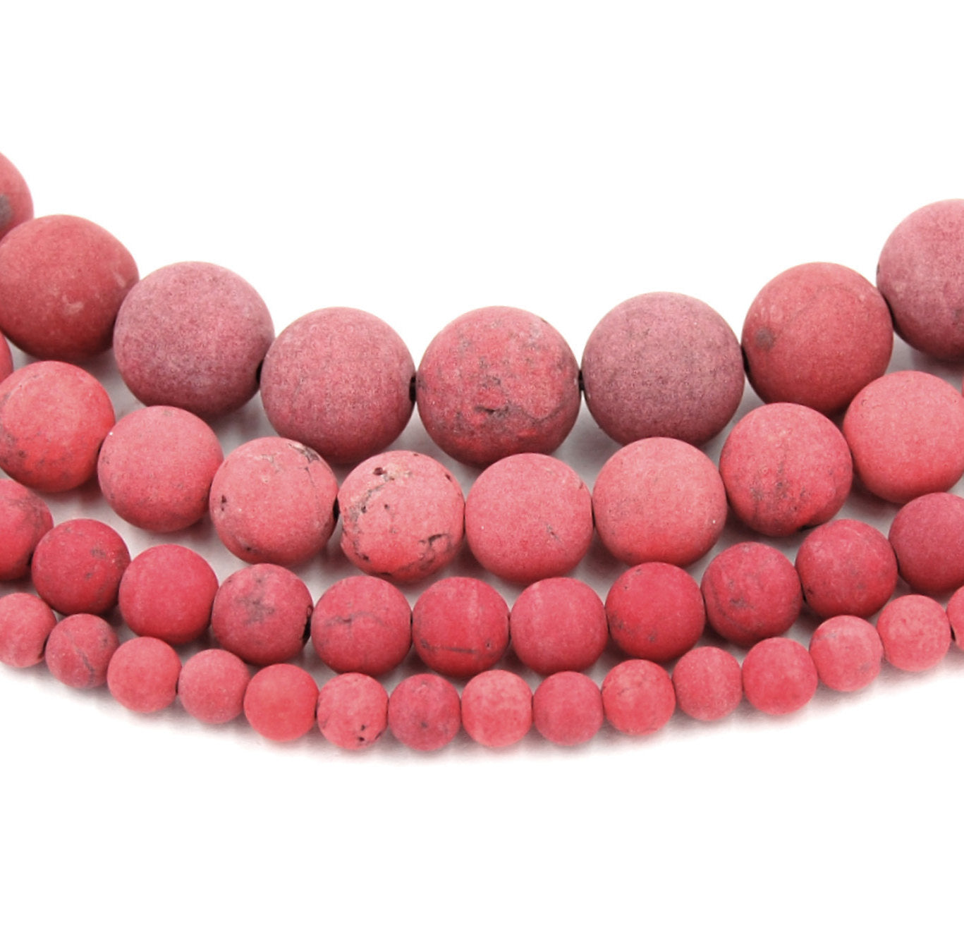Red Magnesite Frosted, 4mm, 6mm, 8mm, 10mm, 12mm Matte Magnesite Round Beads in Opaque Finish -15.5 inch strand