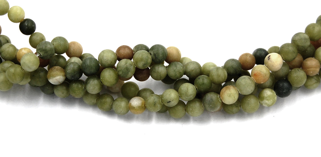 6mm Matte Olive Taiwan Jade Round  -15.5 inch strand
