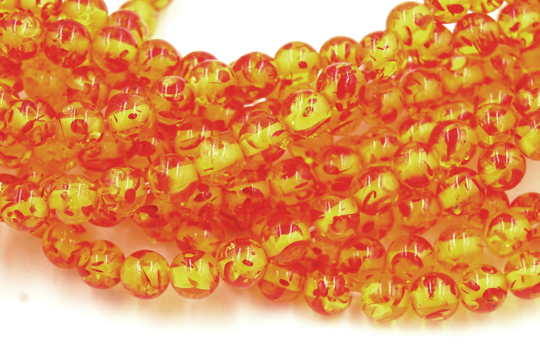 6mm Amber Resin Round Beads -15 inch strand