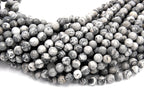 Matte Gray Picture Jasper 4mm, 6mm, 8mm, 10mm, 12mm Round Beads -15.5 inch strand