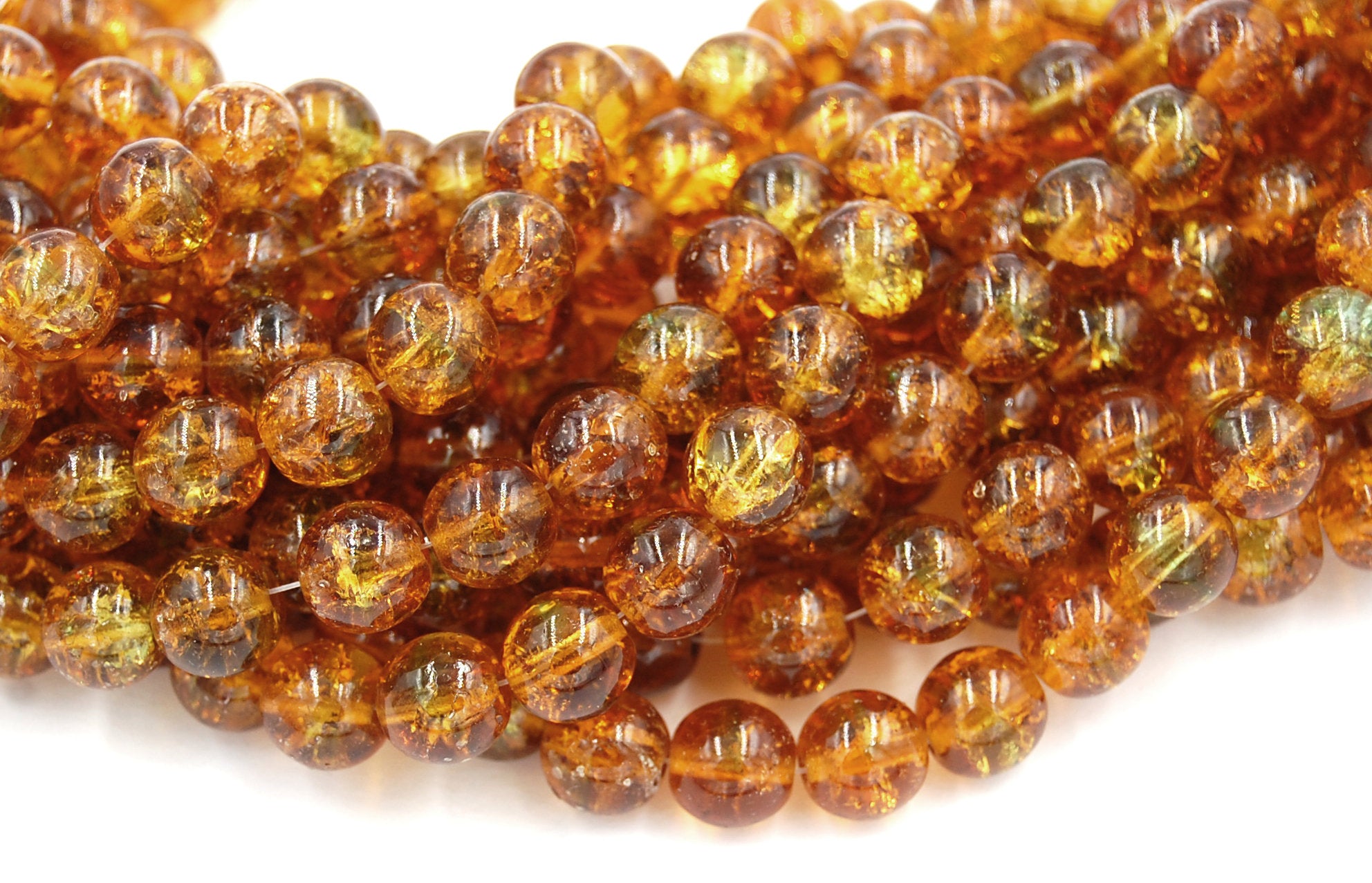 Topaz Green Crackle Czech Pressed Glass 6mm Topaz Czech -50