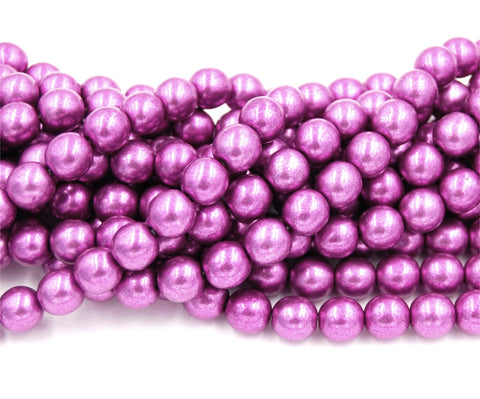 Czech Glass 8mm Round Saturated Metallic Spring Violet Druk Beads -25 Czech Beads