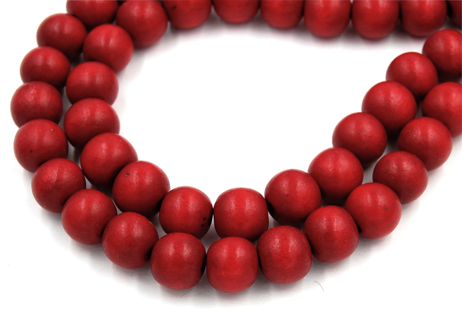 Christmas Red Berry Beads 8mm 10mm 12mm 15mm 20mm Dark Red  Wood beads -16 inch strand