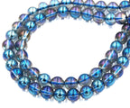 8mm  Angel Aura Crystal Quartz (AB plated Blue) Round A grade Beads  -15.75 inch strand