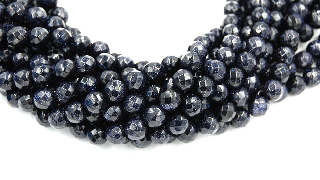 8mm Faceted Blue Goldstone- 15.5 inch strand Hover Image