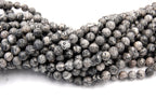 Gray Picasso Jasper 4mm, 6mm, 8mm, 10mm, 12mm Round Beads -15.25 inch strand