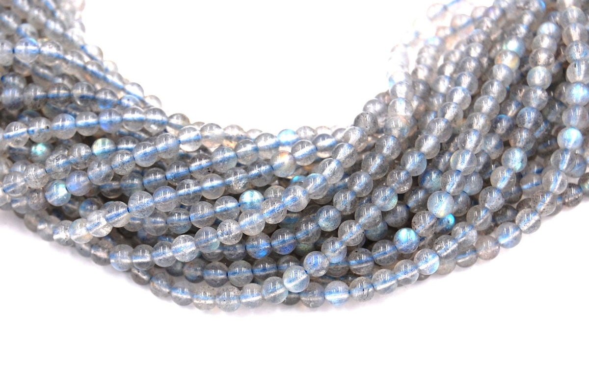 Gray LABRADORITE 4mm AA Grade Gemstone Beads, -15.5 inch strand