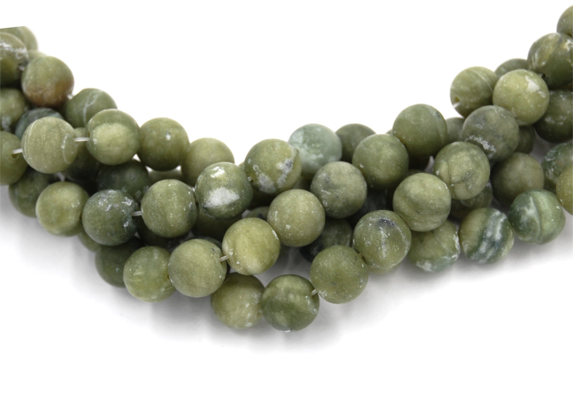 10mm Matte Olive Taiwan Jade Round  -15 inch strand