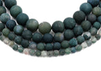 Matte Moss Agate 4mm, 6mm, 8mm, 10mm, 12mm Round Beads -15 inch strand