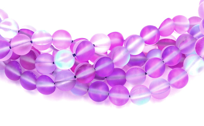 Synthetic Glass Moonstone Iridescent Beads Strands, Purple Moonstone Round, 6mm,8mm,10mm,12mm -15 inch strand Main Image