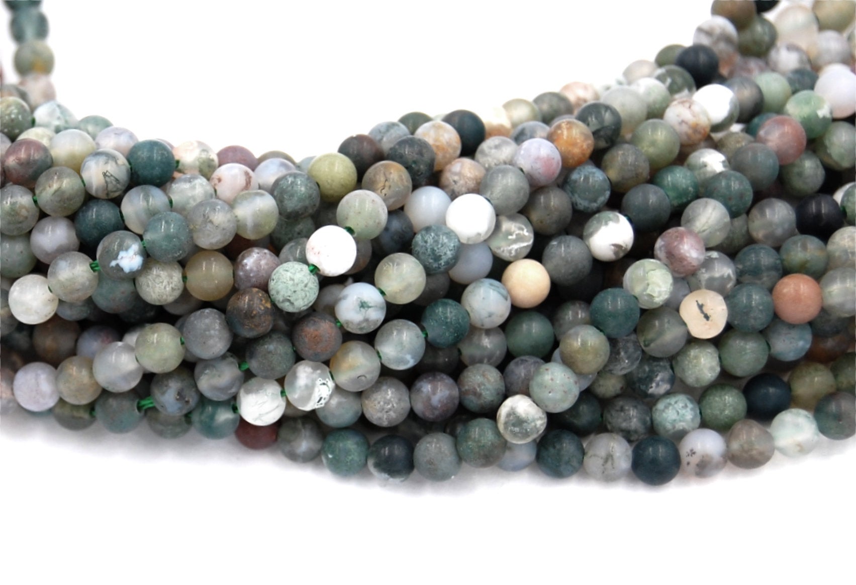 4mm Fancy Jasper Matte Round Beads   -15 inch strand