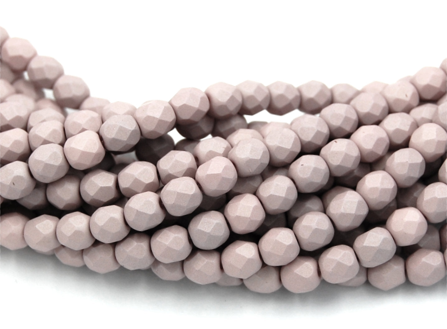 Opaque Saturated Mushroom Czech Glass Faceted Bead 4mm Round - 50 Pc