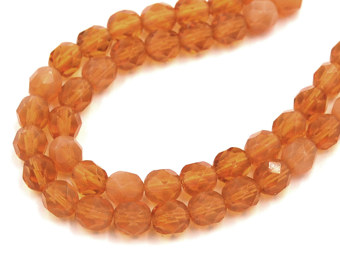 Milky Topaz Glass Faceted Bead 4mm Round - 50 Pc