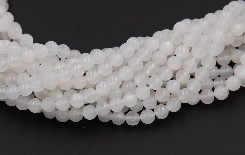 White Moonstone Natural Beads Strands, Round, 4mm -15.75 inch strand