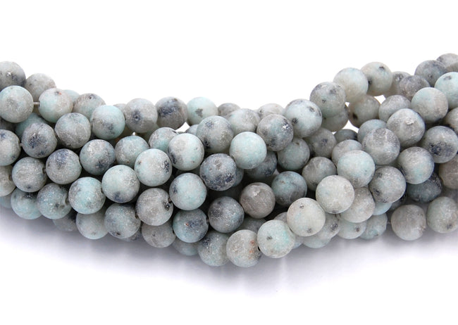 Frosted Pale Turquoise Sesame Jasper 6mm, 8mm, 10mm Round Beads -Full Strand Main Image