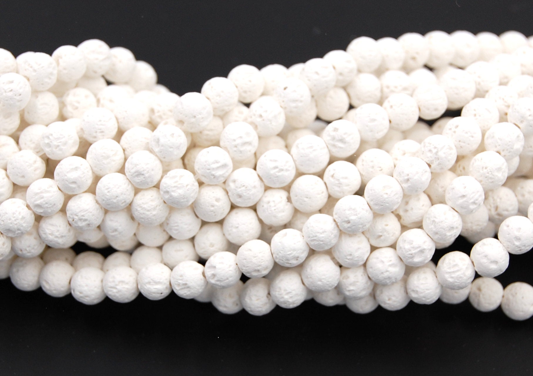 White Lava Rock Round 8mm  Lava Stone Beads -15.5 inch