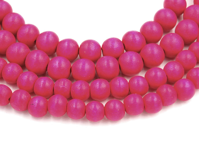 Peony Pink Beads 6mm 8mm 10mm Wood beads -16 inch strand Hover Image
