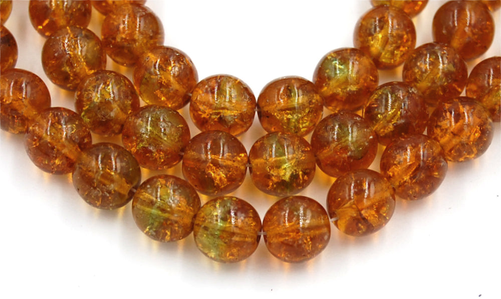 Topaz Green Crackle Czech Pressed Glass 6mm Topaz Czech -50