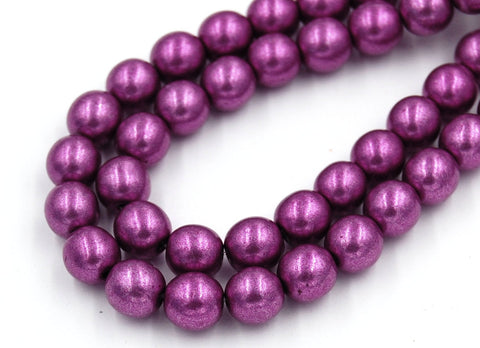 Czech Glass 8mm Round Saturated Metallic Spring Violet Druk Beads -25 Czech Beads
