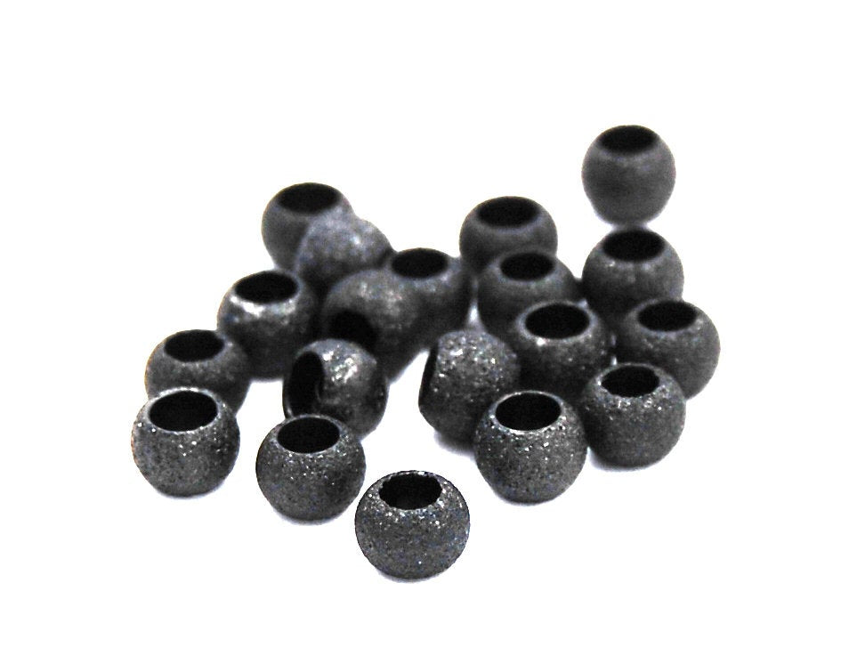 304 Stainless Steel Gunmetal Gray Stardust Spacer 4x3mm Beads -25