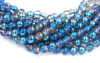 8mm  Angel Aura Crystal Quartz (AB plated Blue) Round A grade Beads  -15.75 inch strand