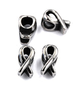 304 Stainless Steel Cancer Awareness Ribbon bead, Large hole -1pc