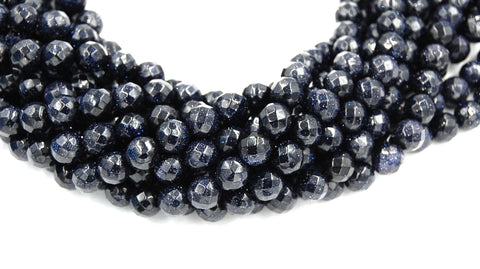 8mm Faceted Blue Goldstone- 15.5 inch strand